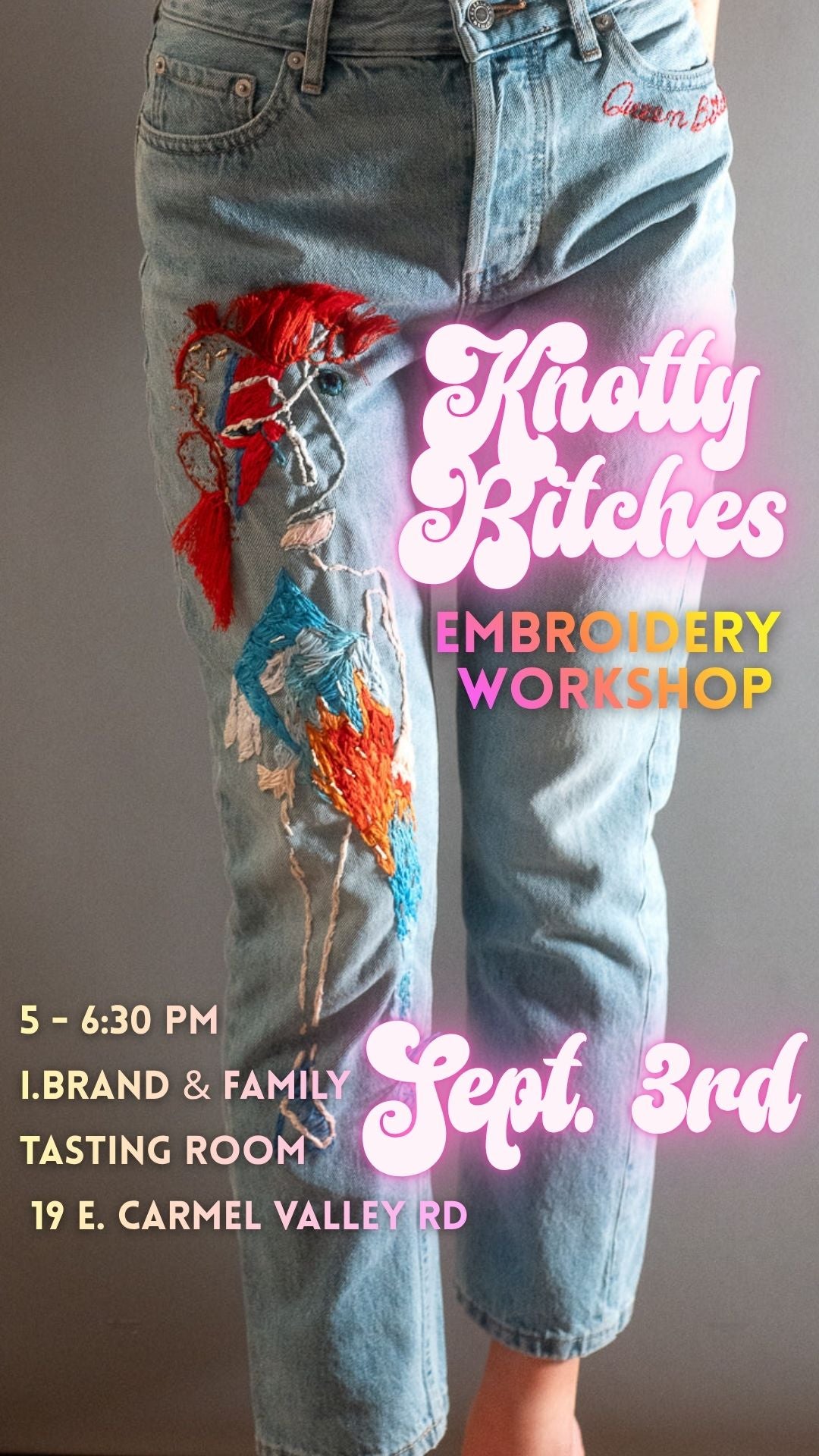 September 3rd Embroidery Workshop @ I.Brand Tasting Room